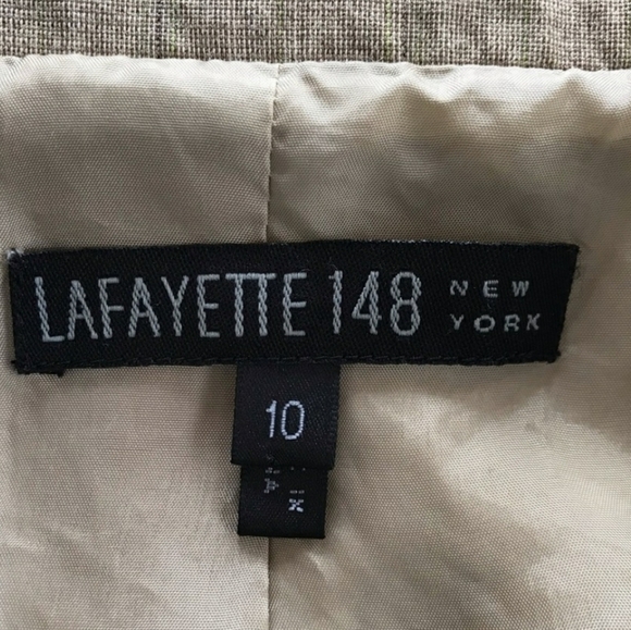 Lafayette 148 New York Tan Stripe Wool Blazer Single Button Office Vintage Luxe - Picture 2 of 12